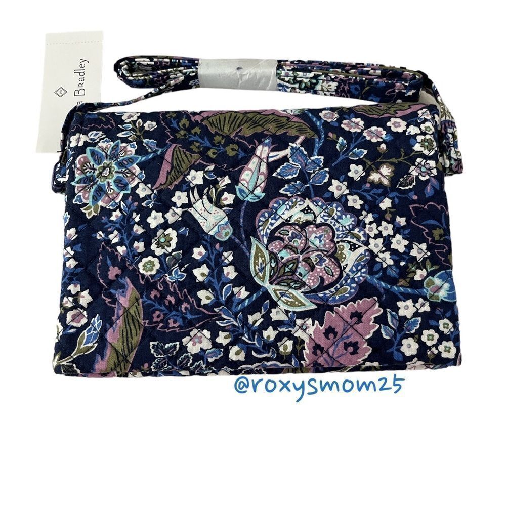 Vera Bradley Navy Versailles Mini Flap Basic Crossbody Polka Dot Interior